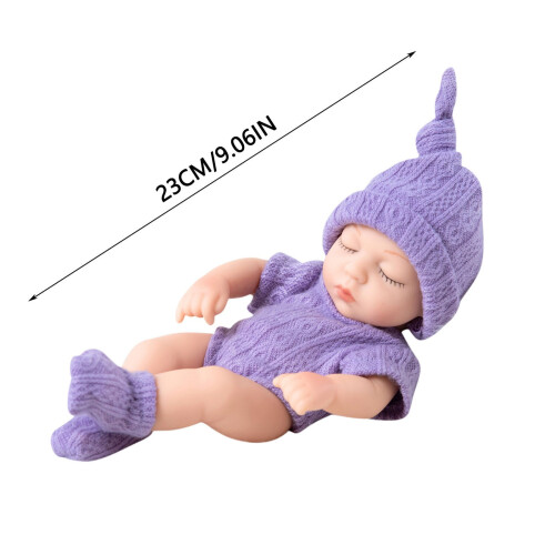 Κούκλα Reborn Baby 18cm με πιπίλα και σαλιάρα, ρεαλιστικό βινύλιο, μαλακό λάστιχο, 2