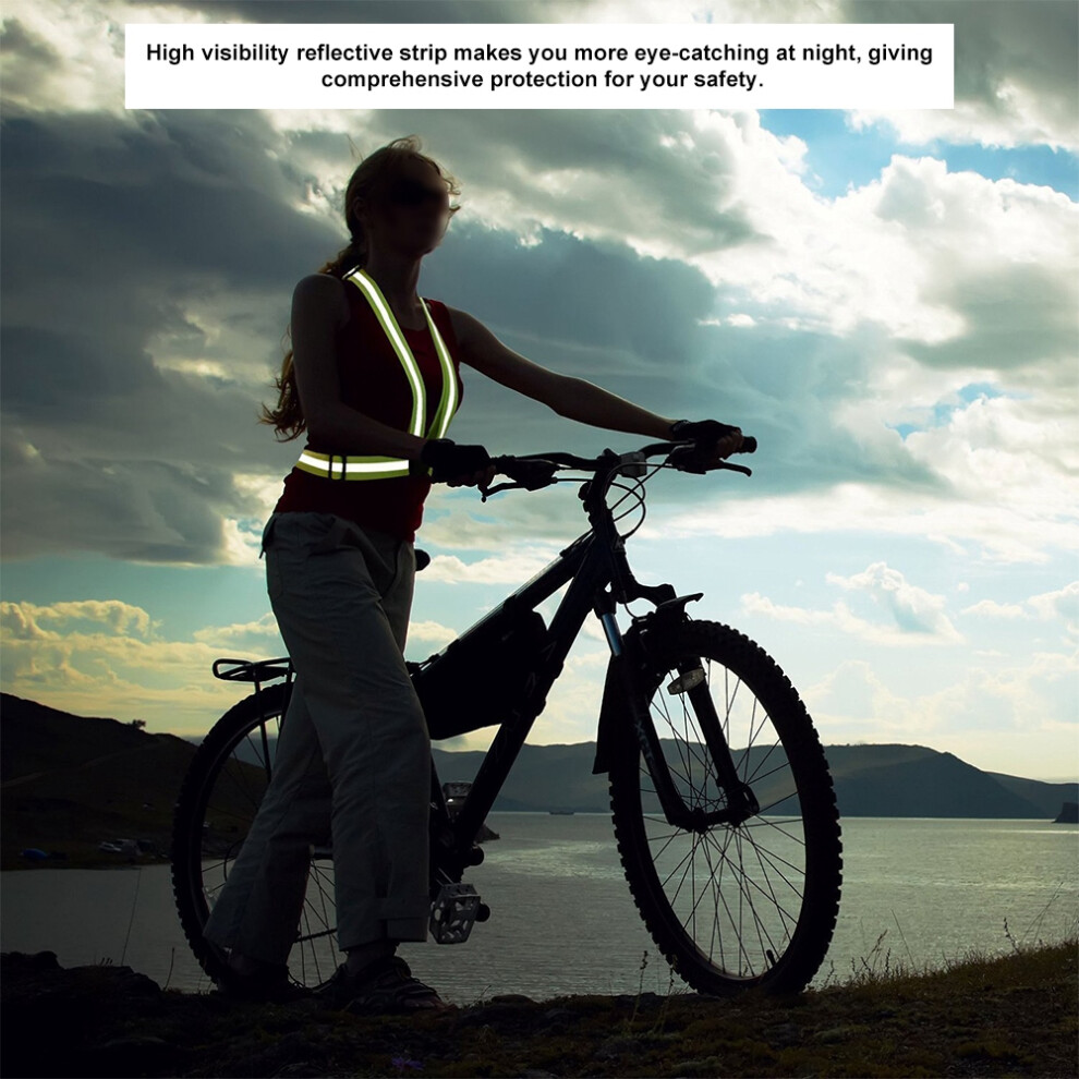 Fgy-08 Fluorescent Green Reflective Safety Vest Belt Adjustable Size For Night Running & Cycling 8051393338593