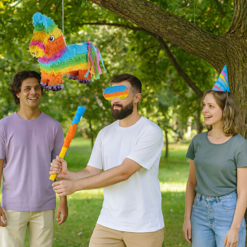 Donkey Piñata Set with Stick and Mask 1