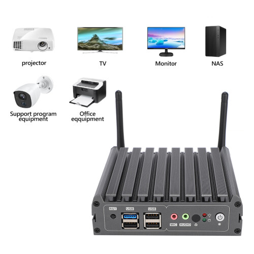 Network Security Optimized Fanless Industrial Computer, Compact and Multifunctional Mini PC with Dual Display Support and7x24Hours Stable 2
