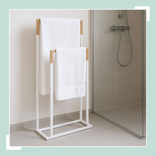 Porte-serviettes à 2 barres - Métal et bambou 1