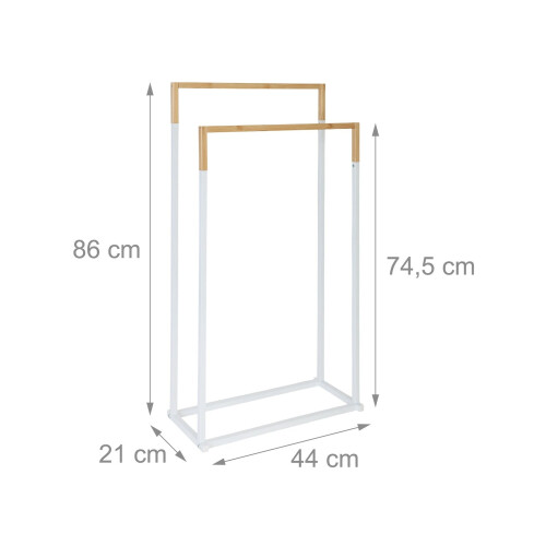 Porte-serviettes à 2 barres - Métal et bambou 2