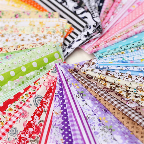 Conjunto de 50 peças de tecido de algodão para artesanato, patchwork, quilting e scrapbooking. 2
