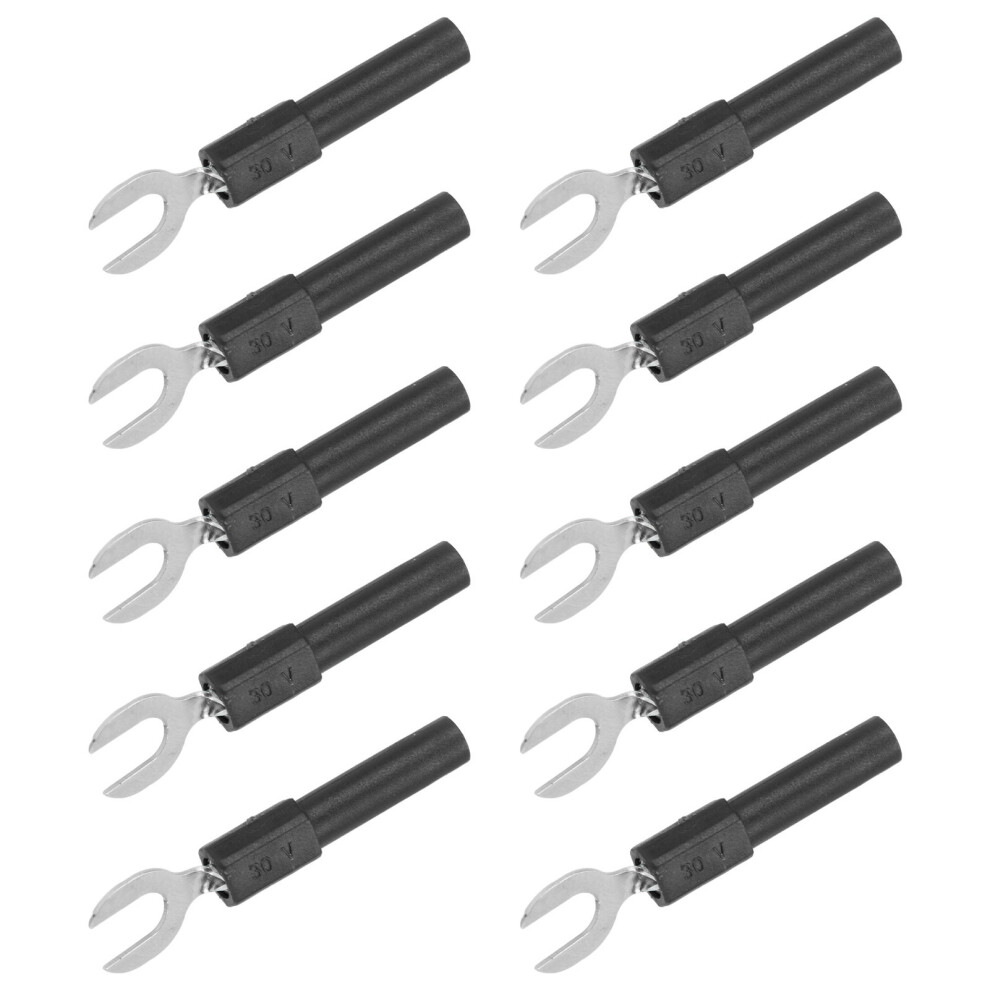 10Pcs Brass Fork Spade Wire Connectors, 6Mm, Black 7891390445082