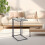 Table d'appoint en forme de C, plateau imitation bois, structure en métal 4