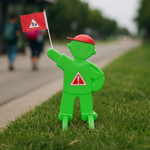 Advarselsfigur til børn med rødt flag 1