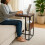 Side Table with Shelf and Compartment - Wood & Metal 2