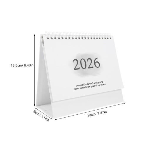 2026 Συμπαγές Ημερολόγιο Γραφείου σε Γκρι Χάρτινο Χρώμα για Σχεδιασμό και 1