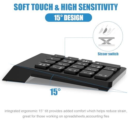 Bluetooth Numeric Keypad – Portable Numpad for Laptop, PC, Desktop, Chromebook, Surface | No USB Receiver Required 2