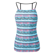 Tankini Bathing Suit Top, Cross Back Swimsuit with Quick-Dry Fabric and Removable Padded Bra, Women's Beachwear for Surf and Vacation, U Neck Tummy