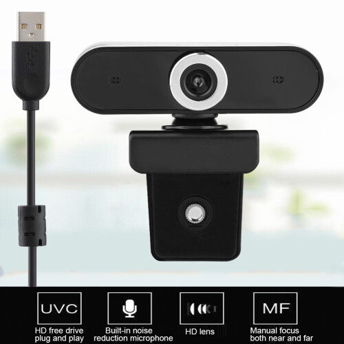 HD Computer Webcam Wide Angle View Auto Light Control Noise Reduction Mic Plug And Play USB Camera For Windows Mac Zoom Skype Facetime 1