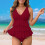 Women's Tankini Swimsuit Slimming Solid Full-Coverage 5