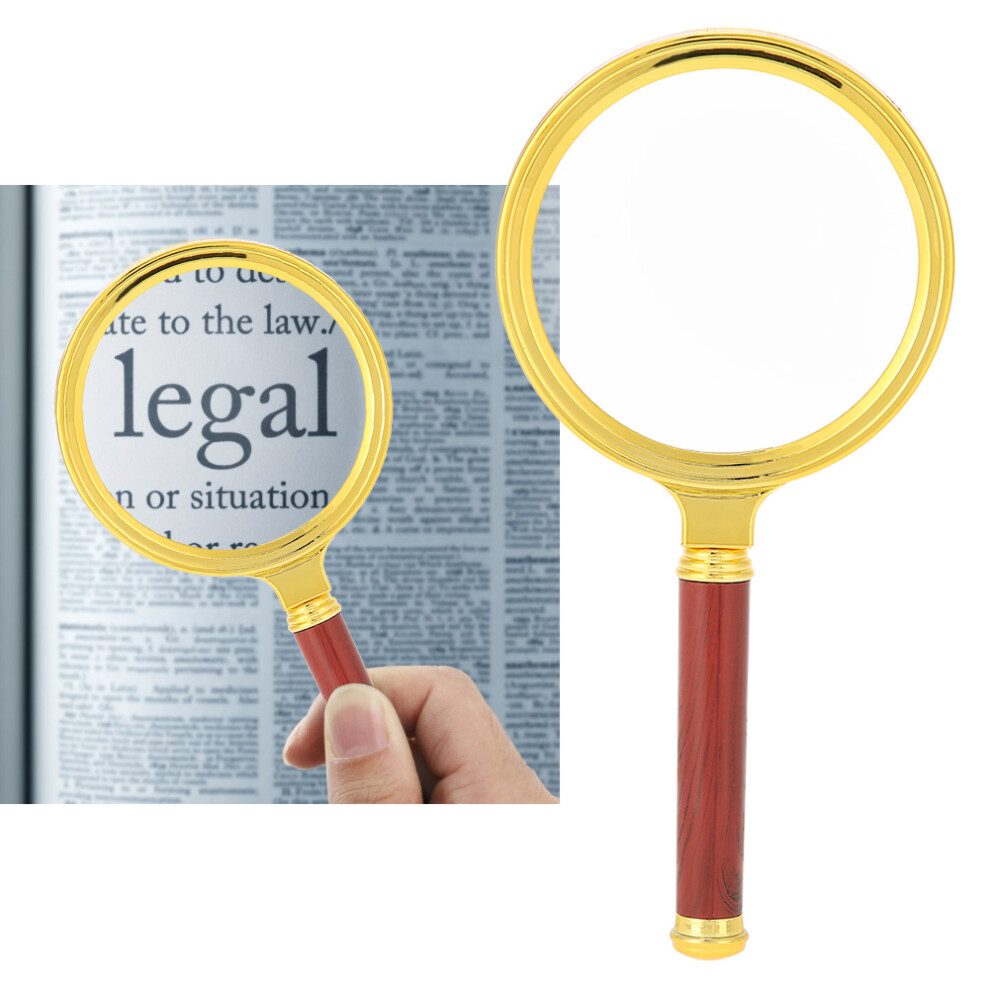 10X Handheld Magnifier with Detachable Wooden Handle, 80mm Lens