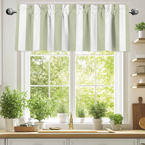 Ριγέ βαλάντιο σε χρώμα Sage Green & White, 60x18in, με γεωμετρική θήκη για ράβδους σε 1