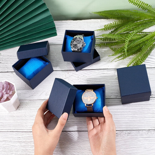 10 τεμάχια χάρτινα κουτιά ρολογιών Midnight Blue 8,6x7,9x5,2 εκ. με μαξιλάρι – Συμβατά με 2