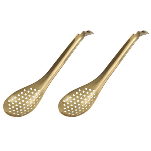 2St Gouden Rvs Caviaarschep Slotted Lepels Keuken Gadgets