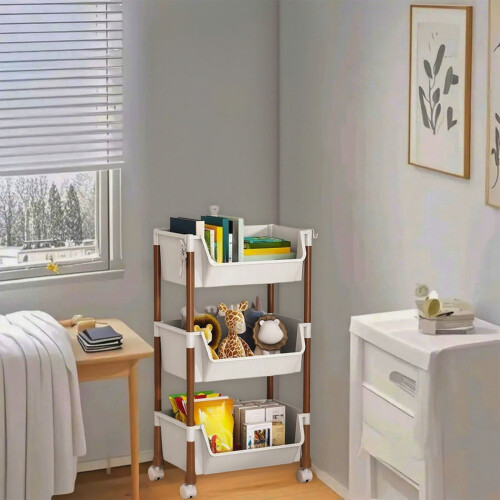 Caddy with Rollers Storage Rack Layer Storage Cart Mobile Storage Rack for Office, Living Room, Kitchen 1