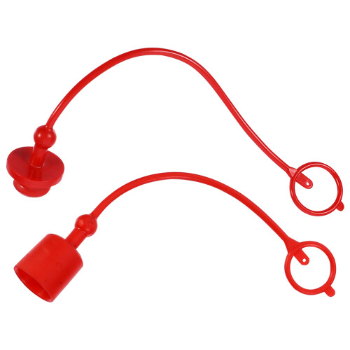 2Sets PVC Koppeling Stofdoppen Rood Voor Bescherming Hydraulisch