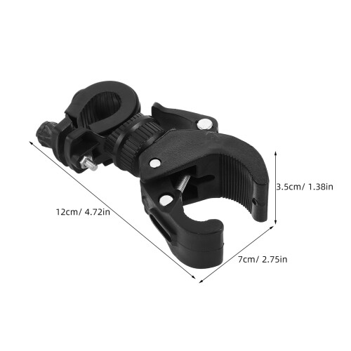 Universal Black Bike Flashlight Mount with Clamp for Secure Handlebar Attachment 1