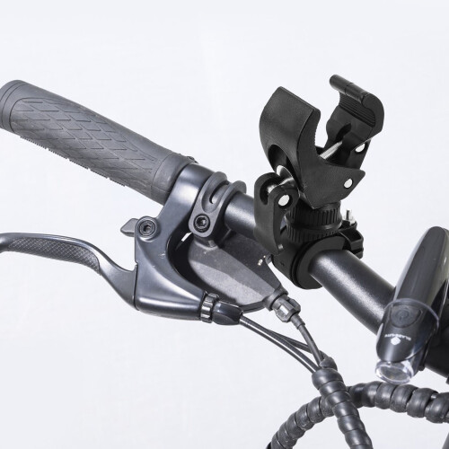 Universal Black Bike Flashlight Mount with Clamp for Secure Handlebar Attachment 2
