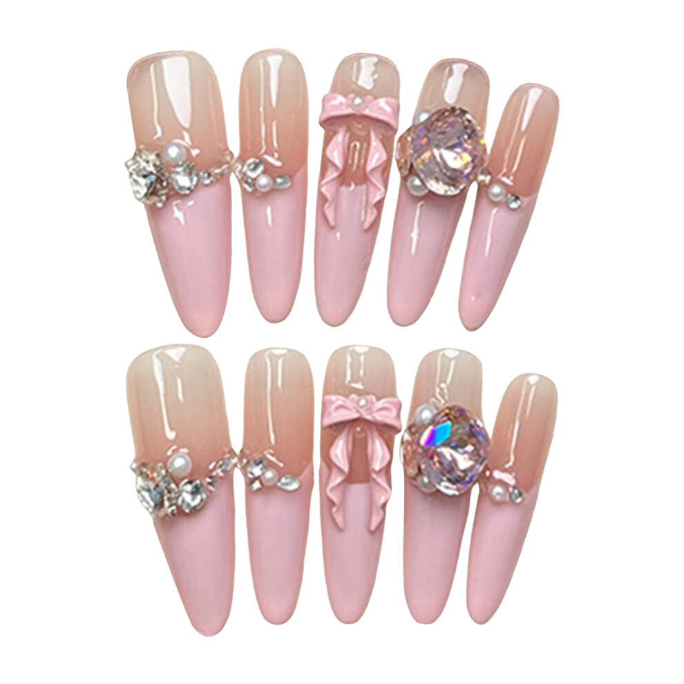 Dachuang Beauty (S) 10Pcs Pink French Tip Fake Nails, Comfy & Stylish