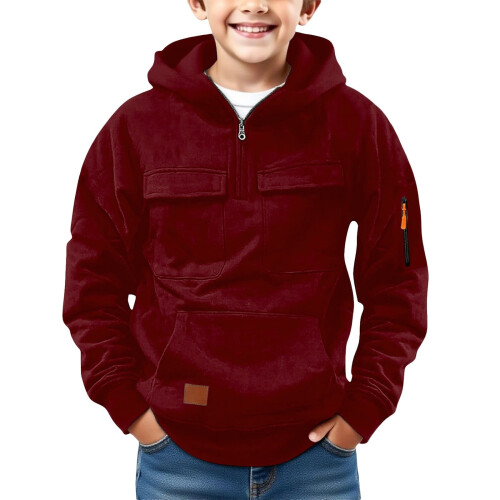 Distressed Hooded Sweatshirt for Big Boys Long Sleeve 1