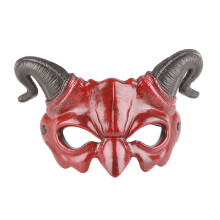 Leichte und atmungsaktive Teufelsmaske mit verstellbaren elastischen Bändern, Halbgesichtsmaske mit gruseligem Horn für Maskenbälle, blutige Haut