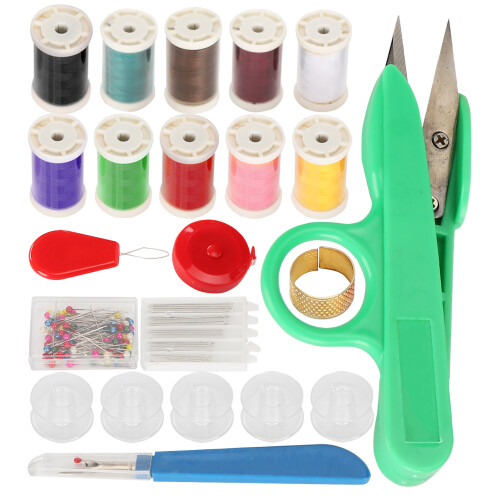 Seam Rippers and Drawstring Threader Tools Set, Automatic Needle Threaders with Sewing Measuring Tape, Scissors with Box for Efficient Sewing and
