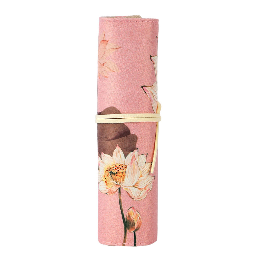 Mirror Inside Lipstick Case Holder, Retro Floral Pattern Travel Lipstick Organizer with Brocade Pattern and Metal Snap Button Closure, Portable
