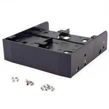 Adaptateur universel pour baie 5,25 pouces compatible avec disques durs et SSD 2,5 et 3,5 pouces. Installation facile grâce à un support en