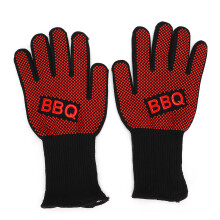 Flamskyddshandskar med silikongrepp, värmebeständiga handskar för matlagning med handledsskydd och vattentät design, extra långa vantar för
