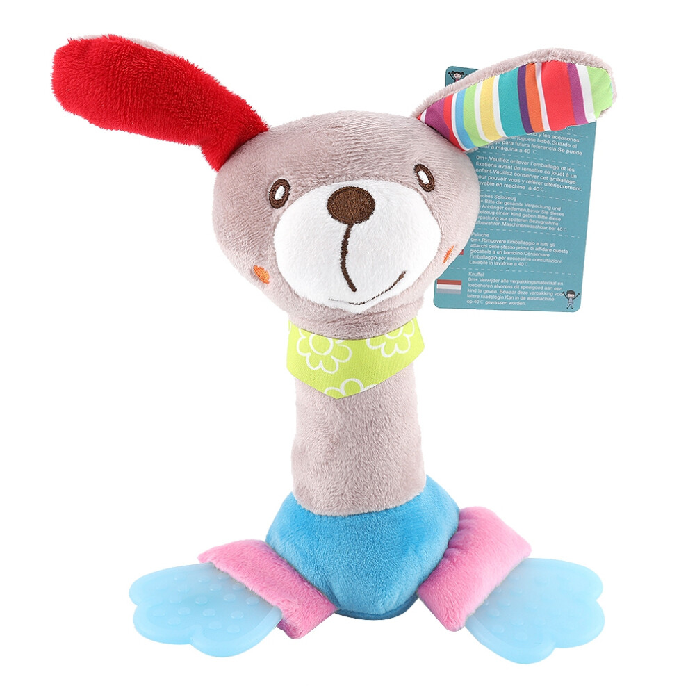 Ergonomic Plush Rattle Toy for Newborns with Built-in Teethers, Tactile Development Toy Featuring Safe Materials and Bright Colors