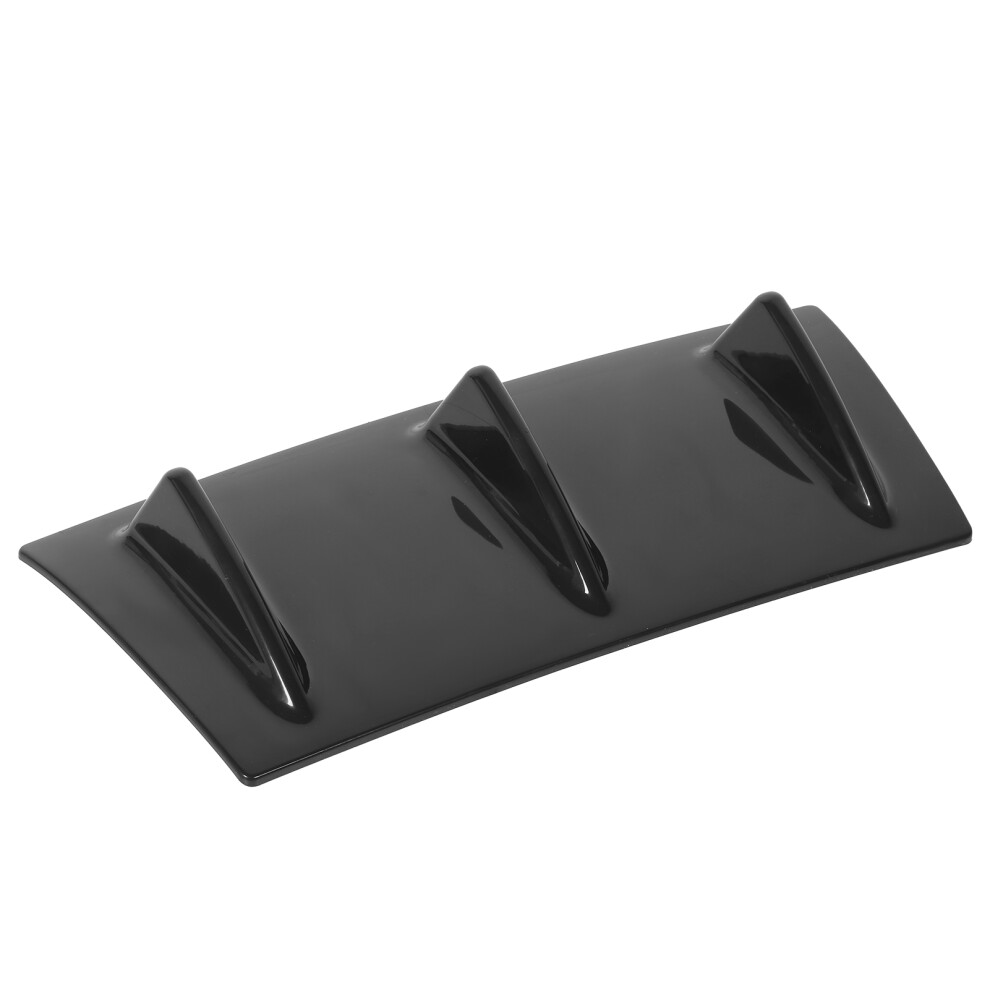 Rear Bumper Lip Diffuser Spoiler Universal Glossy 3 Fins For Cars Black 6931379486925