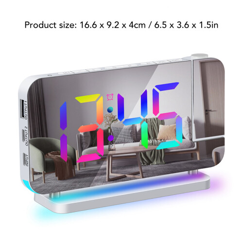 7-inch RGB Projection Alarm Clock 12/24H USB Black 1
