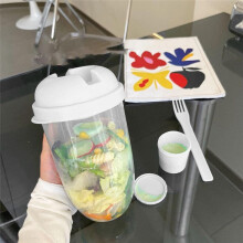 4PCS Salad Cup with Lids and Fork Salad Shaker Container for Lunch Fruit and Vegetable Salad Cups with Lids and Fork