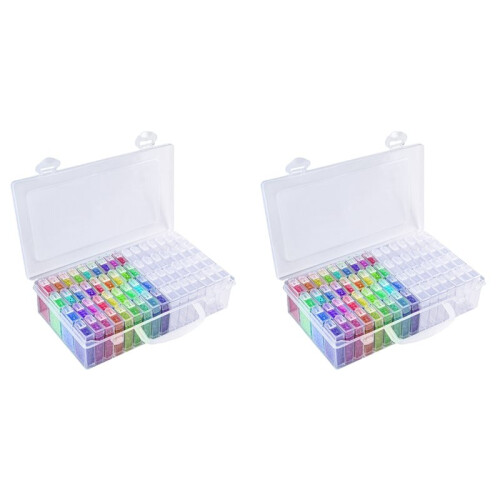 2X 64 Grids Diamond Paint Storage Box Portable Seed Bead Organizer Case DIY Nail Art Plastic Container