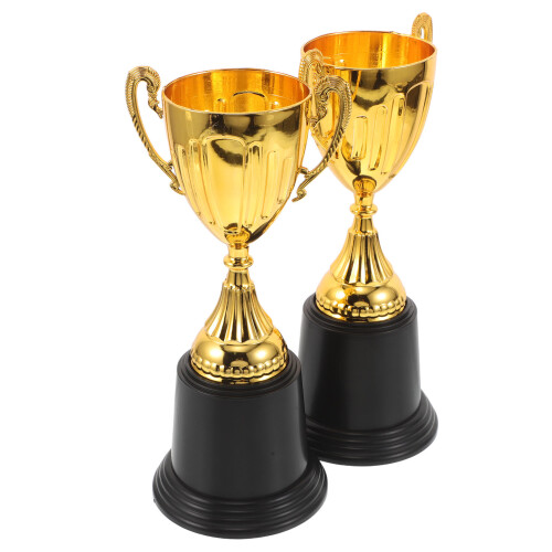 8 Pcs Mini Gold Trophy With Square Base - Plastic Award 1
