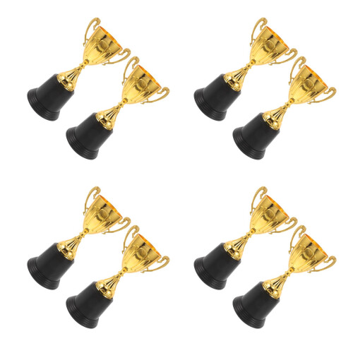 8 Pcs Mini Gold Trophy With Square Base - Plastic Award 2
