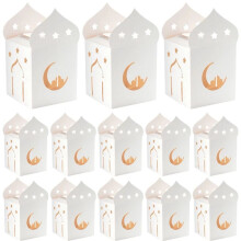50PCS Eid Mubarak Candy Boxes Hollow Star Moon Cookie Gift Packaging Box Ramadan Islamic Muslim Decoration Supplies