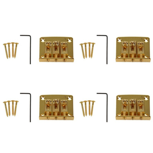 4X 3 String Guitar  String Bridge Bridge Pull String Hard Tail Guitar Bridge Tail 3 String Guitar Replacement Gold