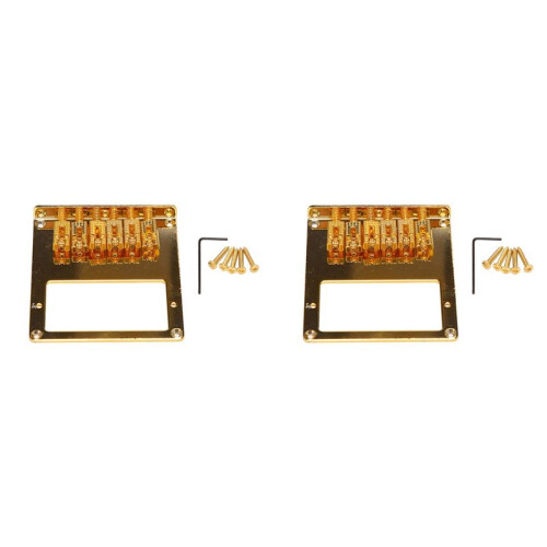 2pcs 6 Roller Saddle 6 String Humbucker Guitar Bridge for Tele Telecaster Guitar (Gold)