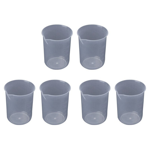 50mL Graduated Beaker Clear Plastic Measuring Cup for Lab 6 Pcs 1
