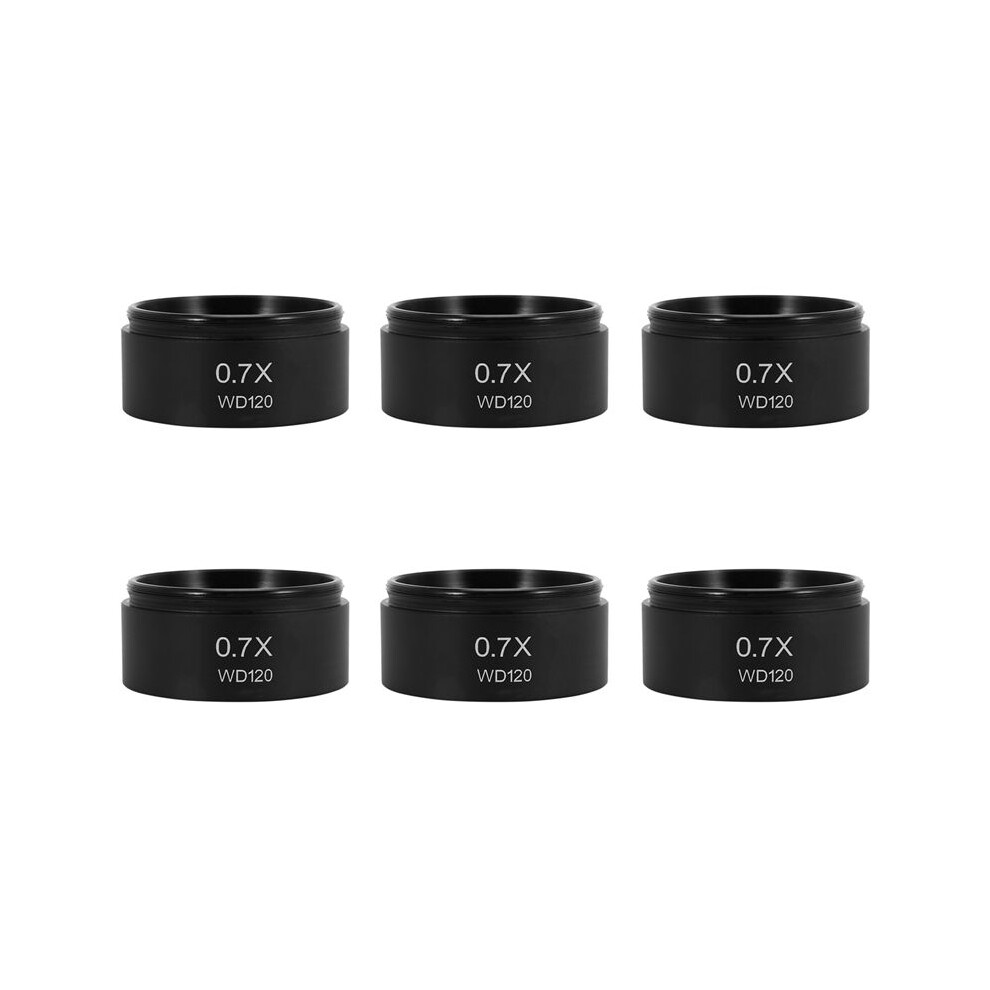 6Pcs Wd120 0.7X Trinocular Stereo Microscope Auxiliary Objective Lens Barlow Lens 48Mm Thread Black 4713286562310
