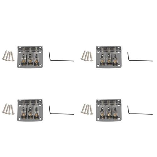 4X 3 String Guitar  String Bridge Bridge Pull String Hard Tail Guitar Bridge Tail 3 String Guitar Replacement Silver