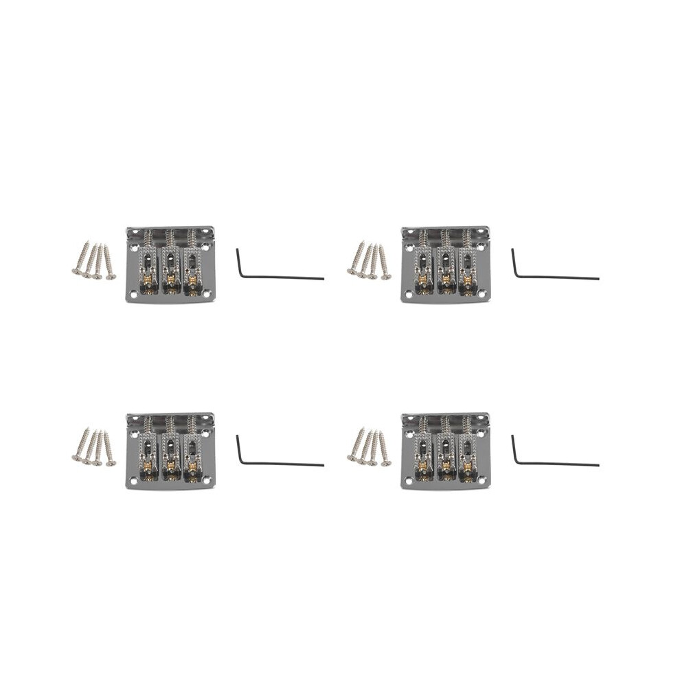 4X 3 String Guitar String Bridge Bridge Pull String Hard Tail Guitar Bridge Tail 3 String Guitar Replacement Silver 4713941626630