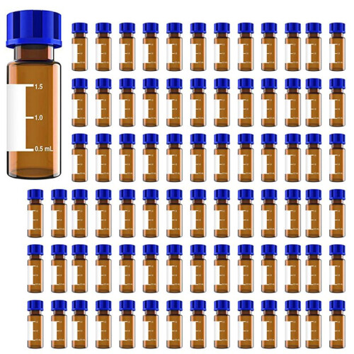 300-Pack Autosamplerflaskor, 2 Ml HPLC-Flaskor, 9-425 Lab-BäRnstensflaskor med SkrivfläCkar och Graderingar, Skruvlock, BäRnsten