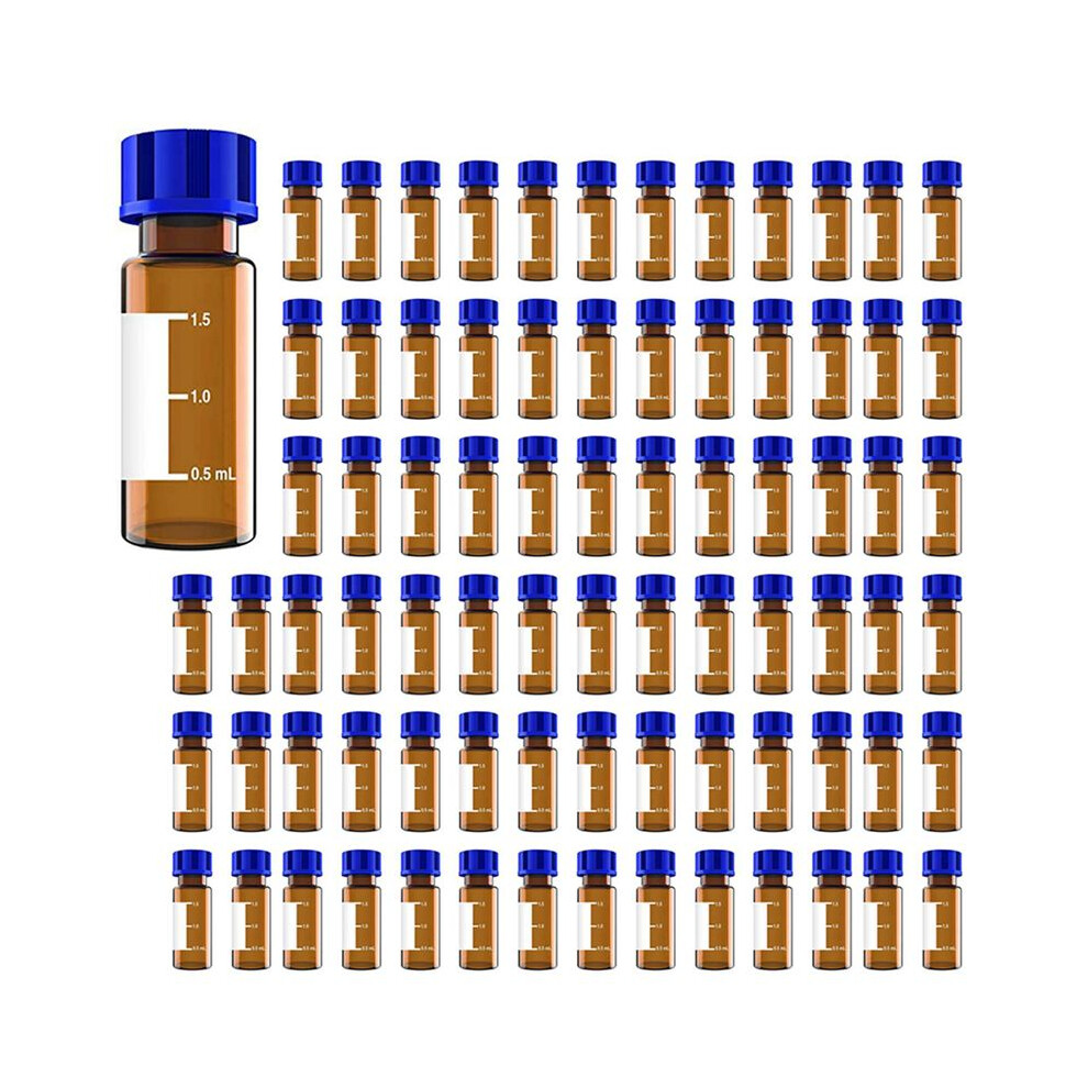 300 Pack Autosampler Vials, 2Ml Hplc Vials, 9-425 Lab Amber Vials With Write- Spot And Graduations,Screw Cap, Amber 6032355989031