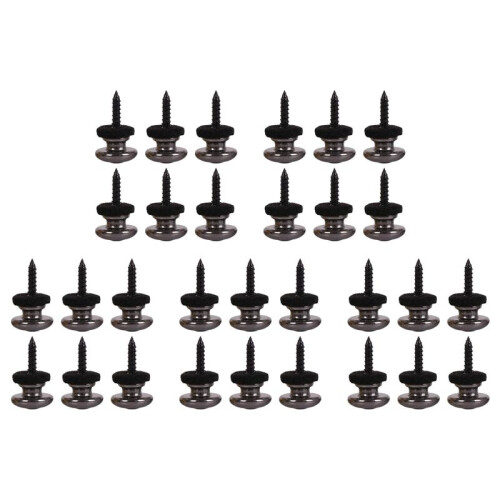 30 Pieces Mushrooms  Guitar Strap Buttons Strap Locks Chrome (Black) 1