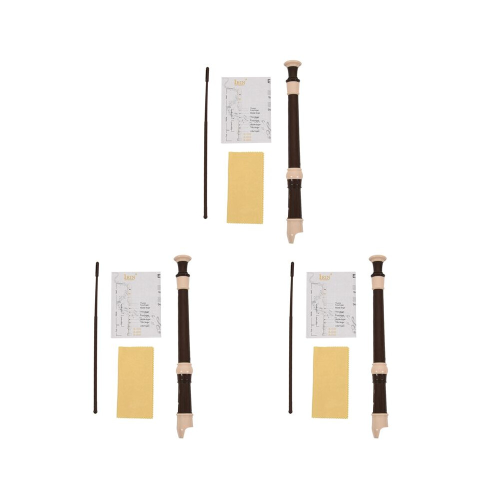 3X Irin Abs Recorder Soprano Clarinet Long Flute Baroque Recorder Fingering Musical Instrument (Coffee) 4713036817325