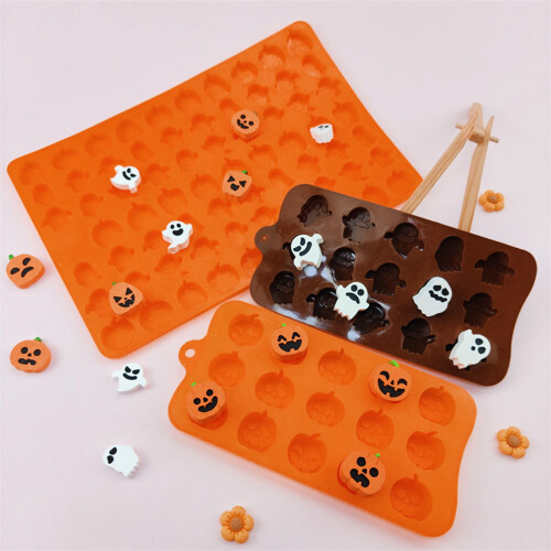 Σετ Καλουπιών Σιλικόνης YujiCraft με Θέμα το Halloween για Κέικ Σοκολάτας Fudge, 2